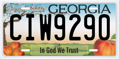 GA license plate CIW9290