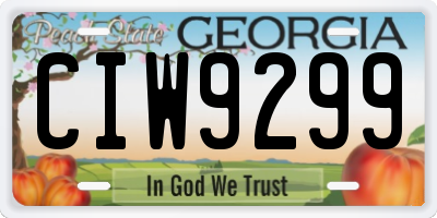 GA license plate CIW9299