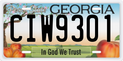 GA license plate CIW9301