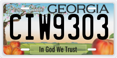 GA license plate CIW9303