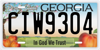 GA license plate CIW9304