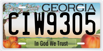 GA license plate CIW9305