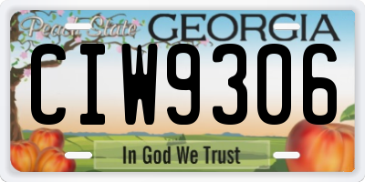 GA license plate CIW9306