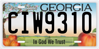 GA license plate CIW9310