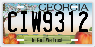 GA license plate CIW9312