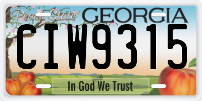 GA license plate CIW9315