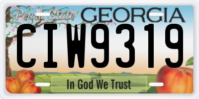 GA license plate CIW9319