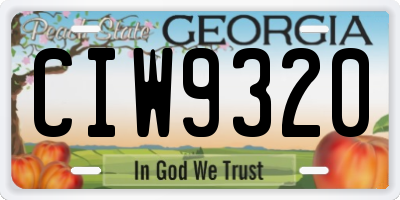 GA license plate CIW9320