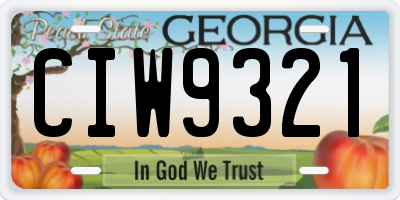 GA license plate CIW9321