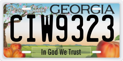 GA license plate CIW9323