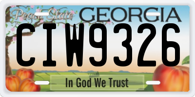 GA license plate CIW9326