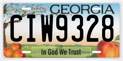 GA license plate CIW9328