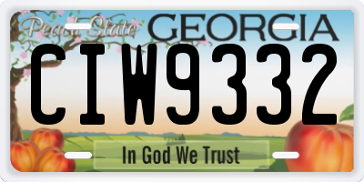 GA license plate CIW9332