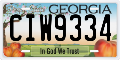 GA license plate CIW9334