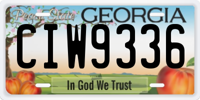 GA license plate CIW9336