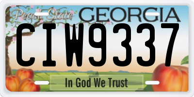 GA license plate CIW9337