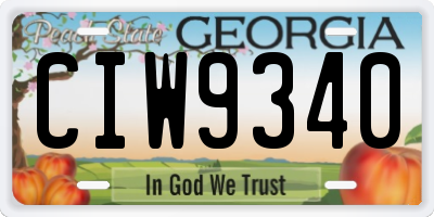 GA license plate CIW9340