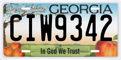 GA license plate CIW9342