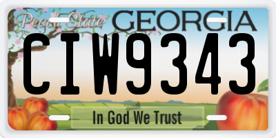 GA license plate CIW9343