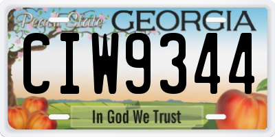 GA license plate CIW9344