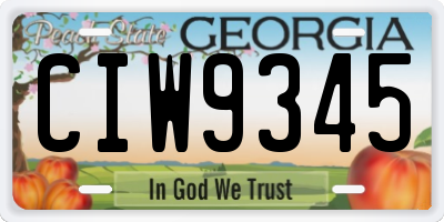 GA license plate CIW9345
