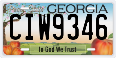 GA license plate CIW9346