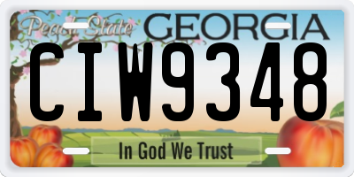 GA license plate CIW9348