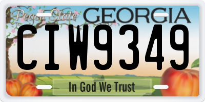 GA license plate CIW9349