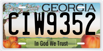 GA license plate CIW9352