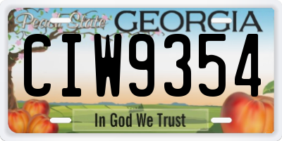 GA license plate CIW9354