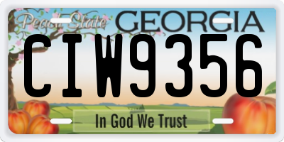 GA license plate CIW9356