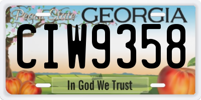 GA license plate CIW9358