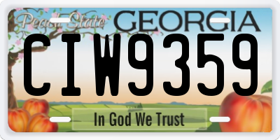 GA license plate CIW9359