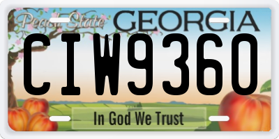 GA license plate CIW9360