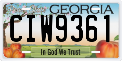 GA license plate CIW9361