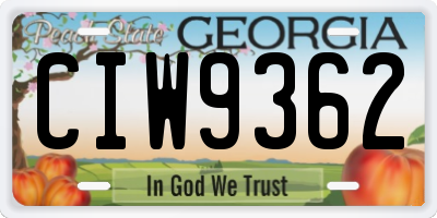 GA license plate CIW9362