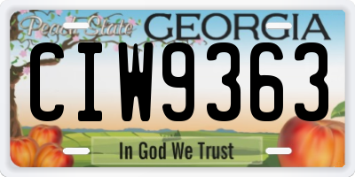GA license plate CIW9363