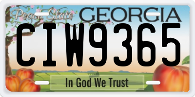 GA license plate CIW9365