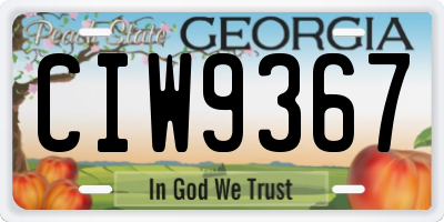 GA license plate CIW9367