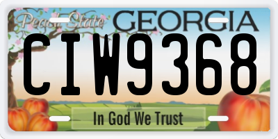 GA license plate CIW9368
