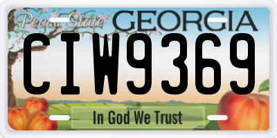GA license plate CIW9369