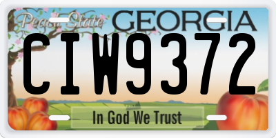 GA license plate CIW9372