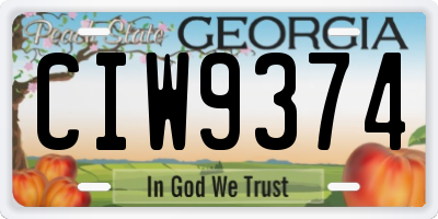 GA license plate CIW9374