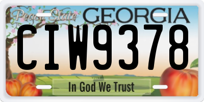 GA license plate CIW9378