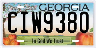 GA license plate CIW9380