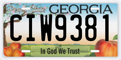 GA license plate CIW9381