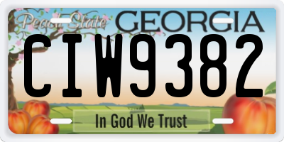 GA license plate CIW9382