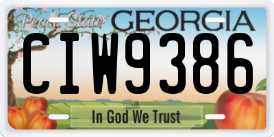 GA license plate CIW9386