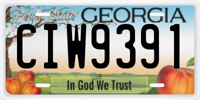 GA license plate CIW9391
