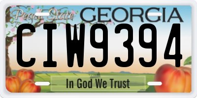 GA license plate CIW9394